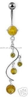 Dangle Vine with Multi CZ Belly Ring - Topaz,navel jewelry,body jewelry