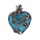 Turquoise Heart Antique Silver Dragon Gemstone Pendant (32x42mm) Necklace 45cm Black Cord