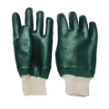 pvc coated green sandy finish woring knit wrist glove