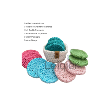 Crochet Custom Logo Cotton Face Scrubby Reusable Make-Up Remover Pad