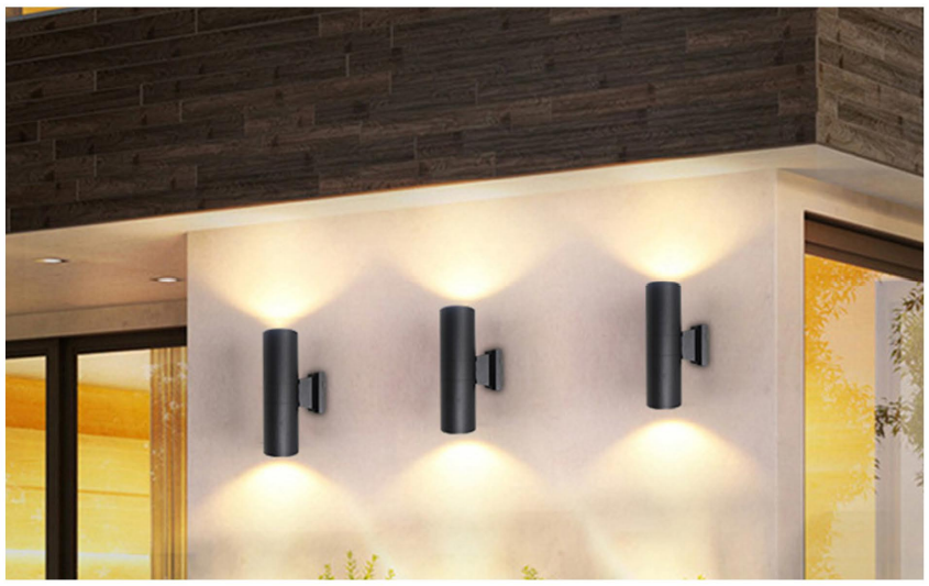 Black LED wall light for building facade