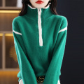 Turtleneck pullover zipper sweater woman