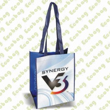Tote Bag, Made of PET Woven Fabric, with Material Itself Handle, Measures 39 x 32 x 25cm