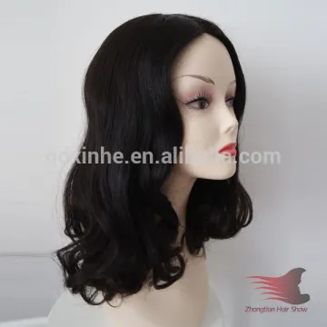Slight layer 18inch 1B Long Virgin Kosher Human Hair Wig