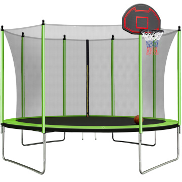 Runda våren barn utomhus trampolin 12ft med kapsling