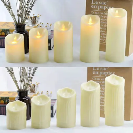 7.5cm Scene Decoration: Moving Wick Flameless Flickering LED Candles with Battery & Remote Control