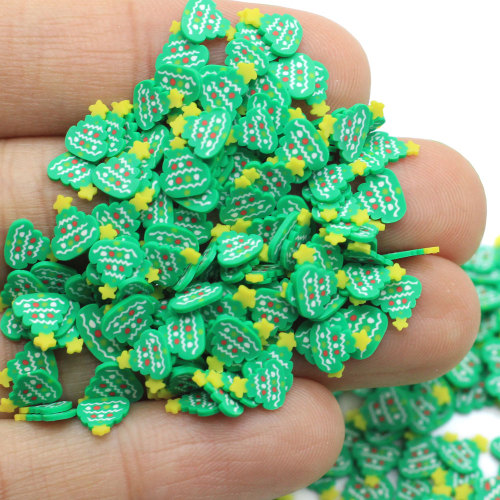 Kawaii Green Christmas Tree Yellow Star Polymer Clay Slices Nail Art Decoration Children Scrapbook Making Xmas Diy Ornament