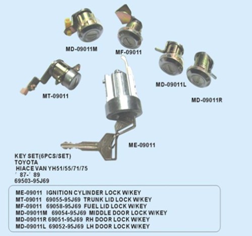 Ignition cylinder lock with key FOR TOYOTA HIACEVAN YH51 / 55 / 71 / 75 KEY SET ( 6PCS / SET )