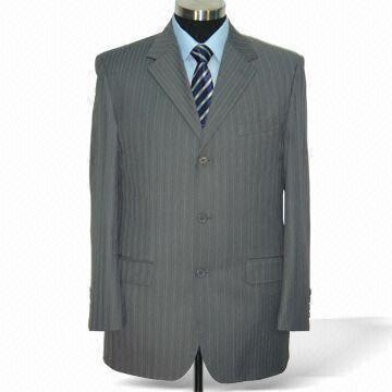 Men's British Style Suit with Single-breasted, Made of 65% Polyester and 35% Rayon