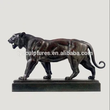 Garden decoration life size black bronze brass tiger