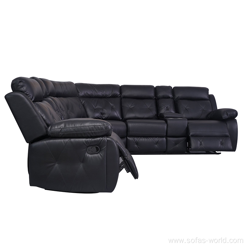 Breathable Air Leather Recliner Corner Sofa Set