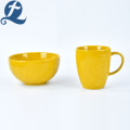 Färgglada hem stengods Keramiska Leaf Relief Cup Set