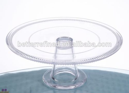 hand pressed round crystal glass cake plate