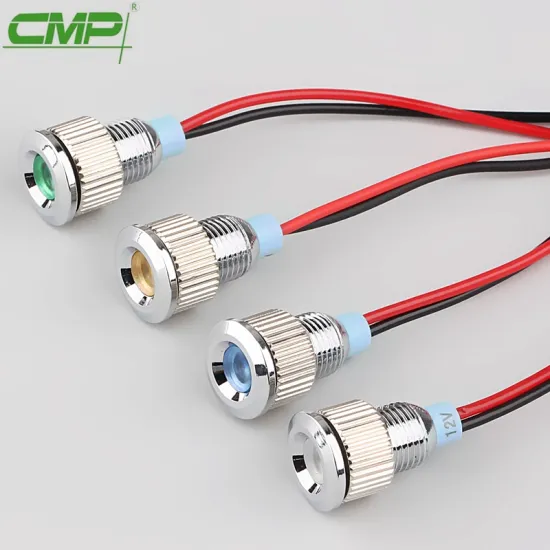 CMP waterproof LED Metal signal lamp panel mount 8mm indicator light with cable