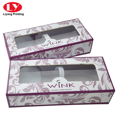 Cardboard Eyelash Packaging Box Magnetic With Clear Window