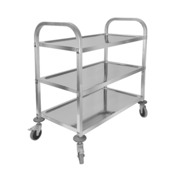 Dining trolley with double-sided pusher