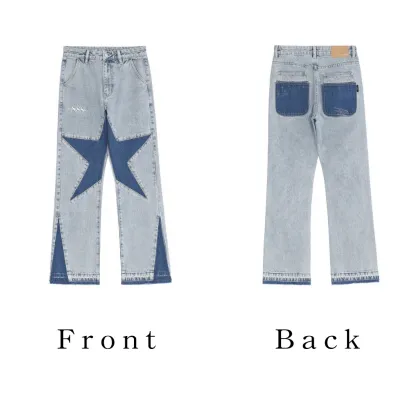 Popular Men's Star Washed Jeans for Hip Hop Trends