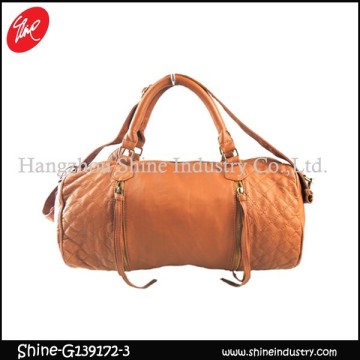 2015 fashion travel bag/quilting brown weekender bag/duffel bag