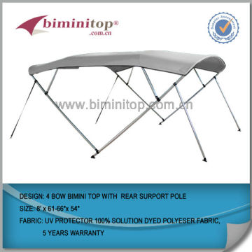 Solution dyed 4bow boat bimini top with rear support poles