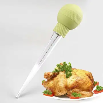 Professional Silicone Heat-Resistant BBQ Marinade Injector, Turkey Baster, and Plastic Set with Cleaning Brush: Perfect Kitchen Tool for Delicious Cooking