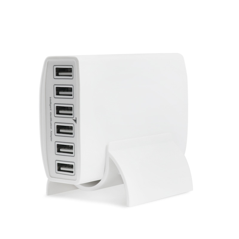 60W 6-Port Multi USB Cargador de pared Blanco