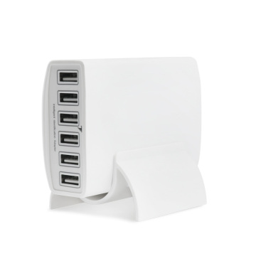 60W 6-Port Multi USB Wall Charger White