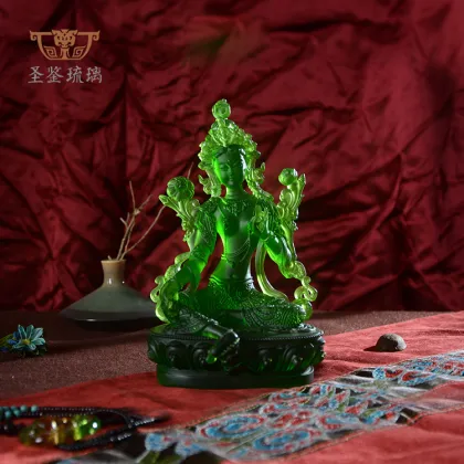 Liuli Medicine Green Tara Buddha Kwan-yin Bodhisattva Size padmasambhava H12cm