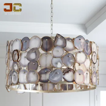 Nordic Style Stone House Lighting: Custom Agate Onyx Chandelier for Countryside Villas