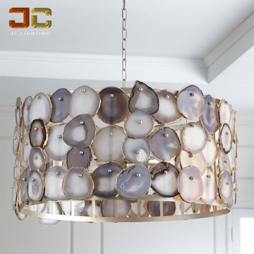 Nordic Style Stone House Lighting: Custom Agate Onyx Chandelier for Countryside Villas