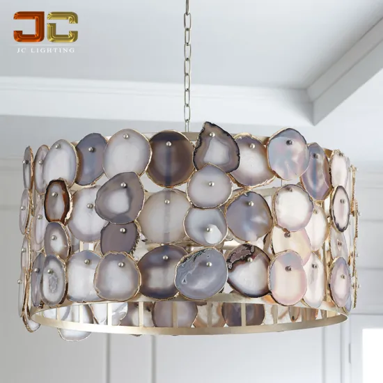 Nordic Style Stone House Lighting: Custom Agate Onyx Chandelier for Countryside Villas
