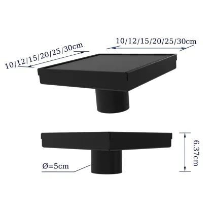 Black Stainless Steel Invisible Bathroom Floor Drain for Showers