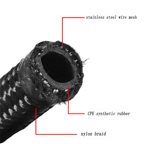 AN8 Nylon braided oil cooler rubber pipe black