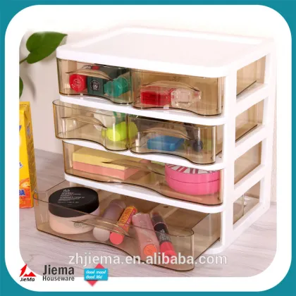 JIEMA Clear 4-Drawer Desktop Unit Storage makeup Organizer