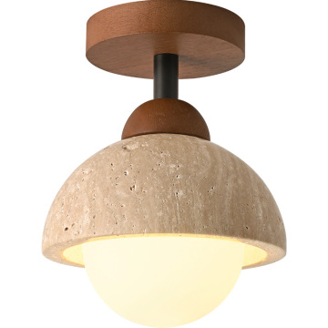 Wabi-Sabi Style LED Ceiling Lights for Bedroom and Corridor - 230V Stone Travertine Lamps