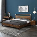 Minimalist new Chinese style solid wood walnut bed