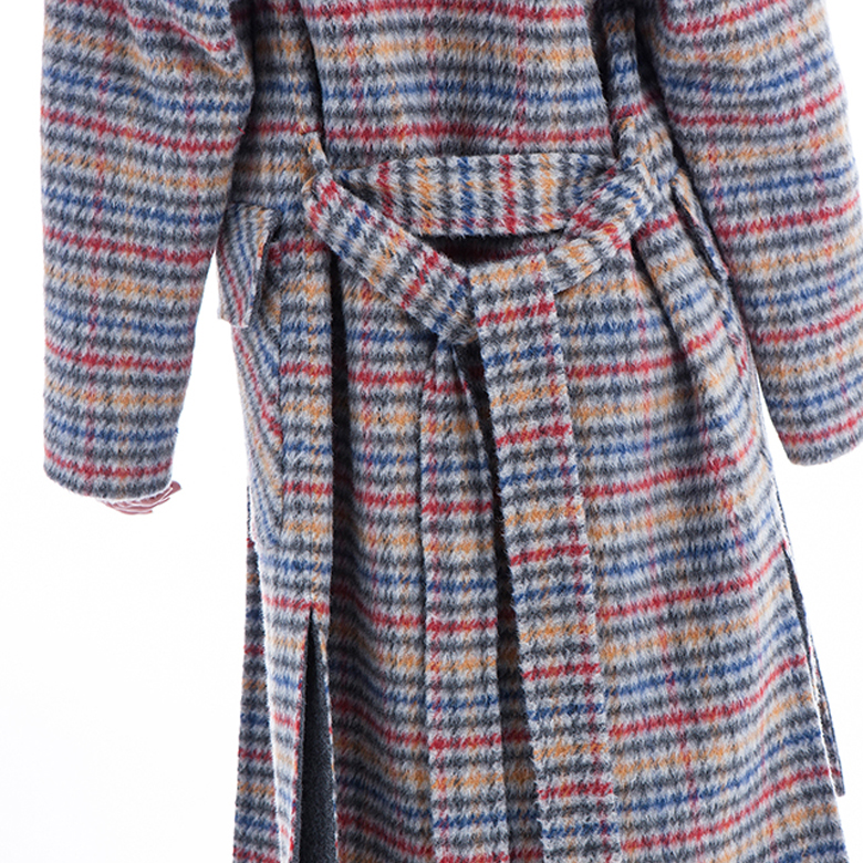 Fashion Plaid cashmere overcoat back