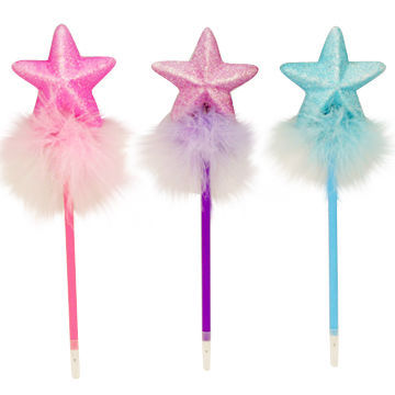 Feather ball pens with glitter star