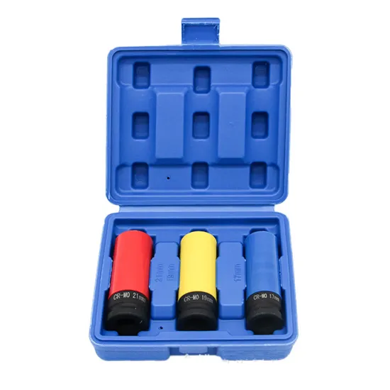 1/2" Color-coded Sockets Set: 17-19-21mm Deep Well Lug Nut Pliers for Car Maintenance and Repair - Pneumatic Impact Tools