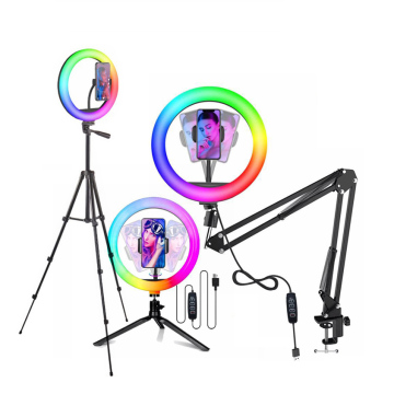 Siri Penuh Kilang Tiktok Live Video Shooting Cincin Lipat Cincin 10/12 Inci Mini RGB Warna Dengan Tripod Stand