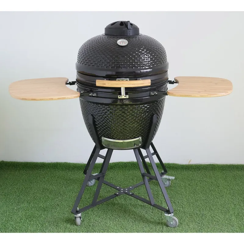 18 Inch Kamado Wood Outdoor Cooking Tabletop Grill with Cast Iron Vent
