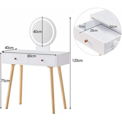 Makeup Dresser Dressing Table White Dressing Table with LED Lights Mirror Supplier