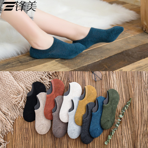 3 Pairs/Lot Winter Autumn Spring Woman Casual Terry Cotton Boat Socks Female Towel Hot Fashion High quality Students