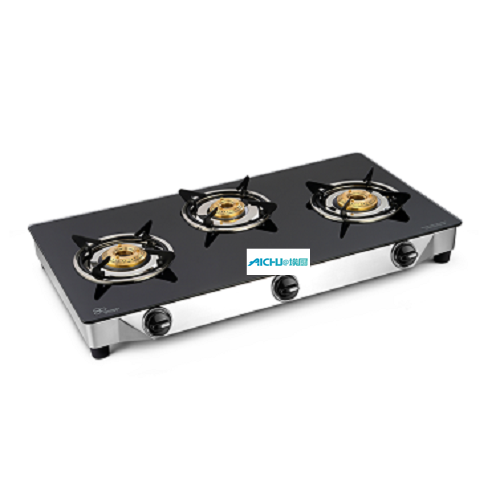 Astra 3 Brass Burners Glass Top Gas Stove