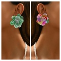 Handmade 3D Flower Stud Earrings with Colorful Rhinestones