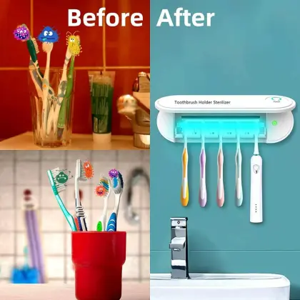 Bathroom toothbrush holder sterilizer