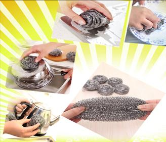 keluli tahan karat dapur kering bola Scourer