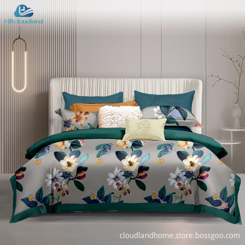 Cloudland Doria Printed Designer Cotton Bed Sheet Set Queen Size 3 Pieces