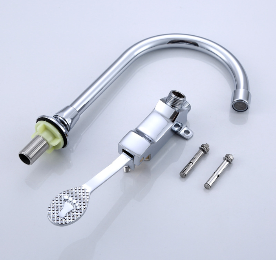 Hôpital cuivre contrôle mains libres mélangeur de bassin d&#39;eau robinets en laiton robinet à pédale robinet d&#39;évier à commande au pied