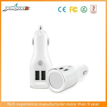 3.1A OEM Auto Dual USB Car Charger with Blue Light LED Ring
