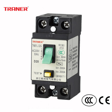 RCBO 16A 30MA ที่เหลืออยู่ในปัจจุบันและการป้องกันโอเวอร์โหลด